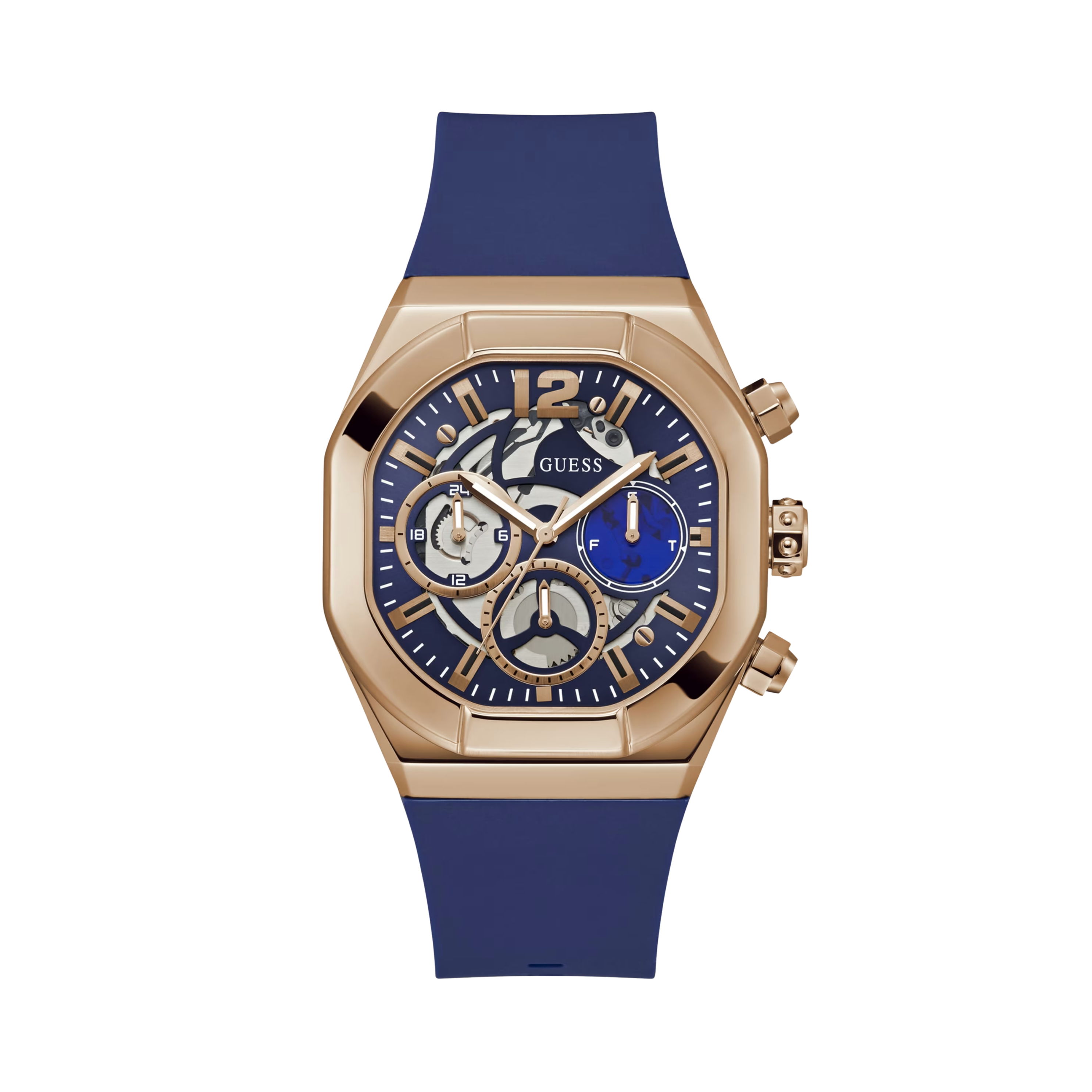 Guess Men Rose Gold Tone Chronograph Watch - Gold Rose Blue
