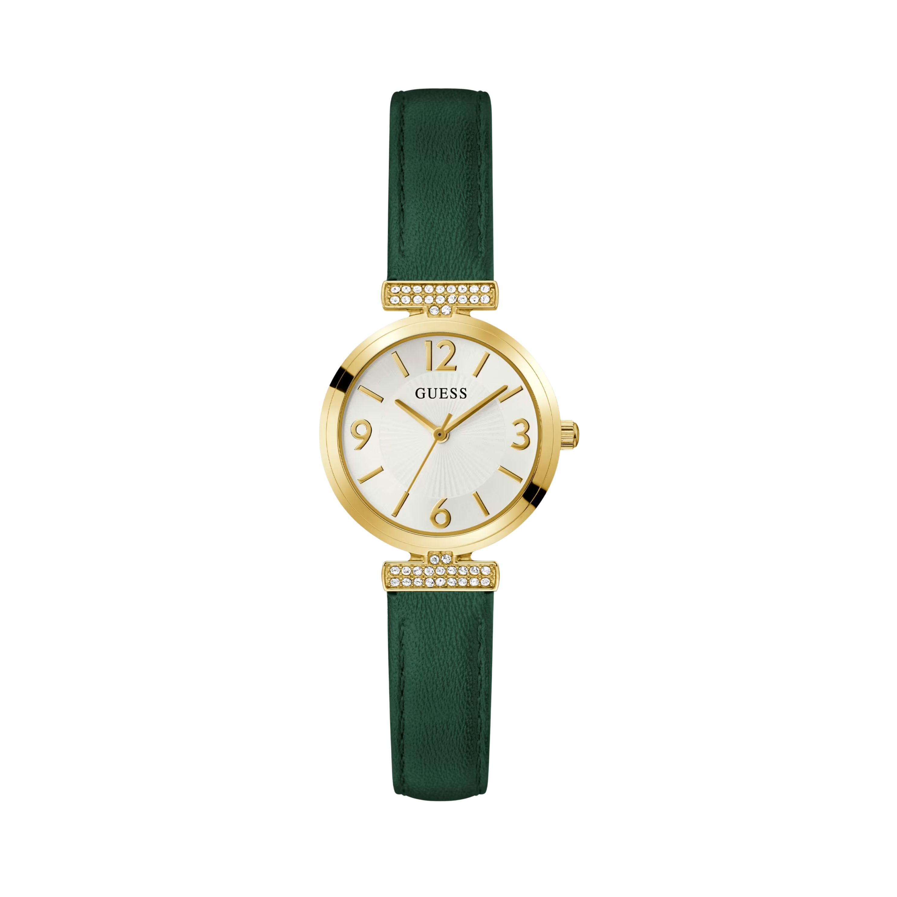 Guess Women  Gold Tone and Leather Analog Watch - White Multi