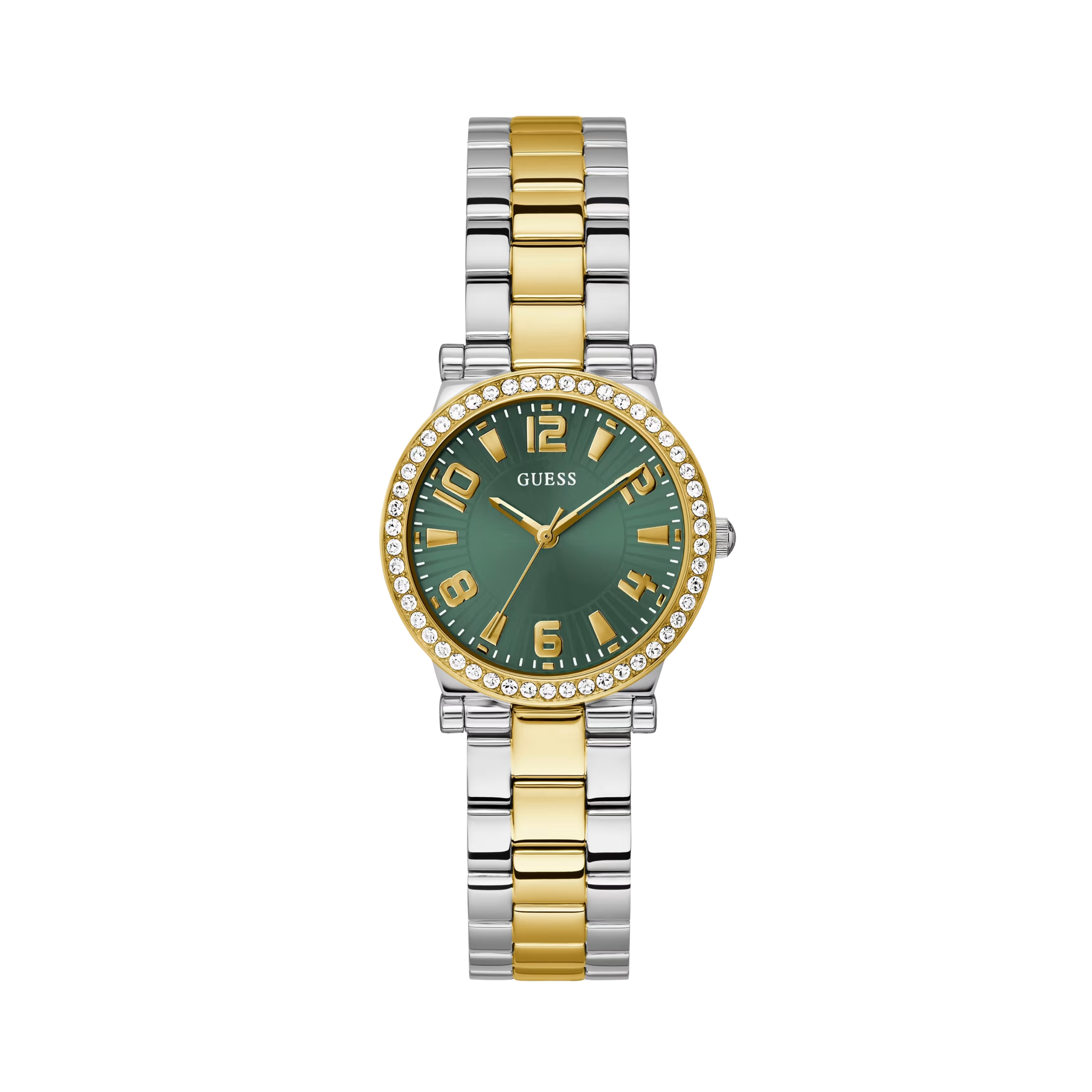 Guess Women Gold and Silver Tone Analog Watch - Silver Gold Green