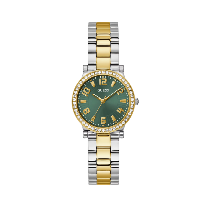 Guess Women Gold and Silver Tone Analog Watch - Silver Gold Green