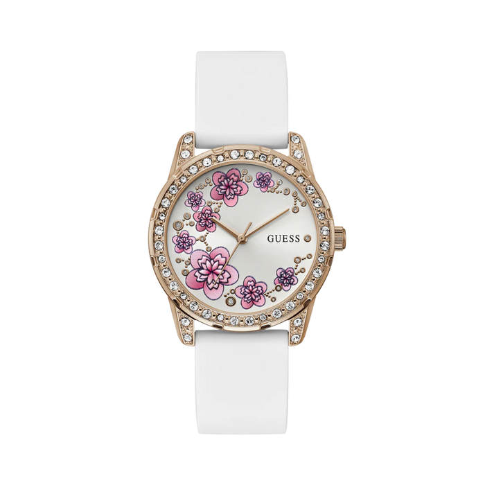 Guess Women White Rose Gold Tone Analog Watch U1399L2M - White Rose Gold