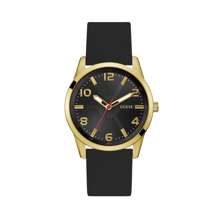 Guess Women Black and Gold-Tone Silicone Analog Watch - Gold