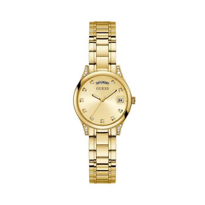 Guess Women Gold Tone Day Date Watch - Gold