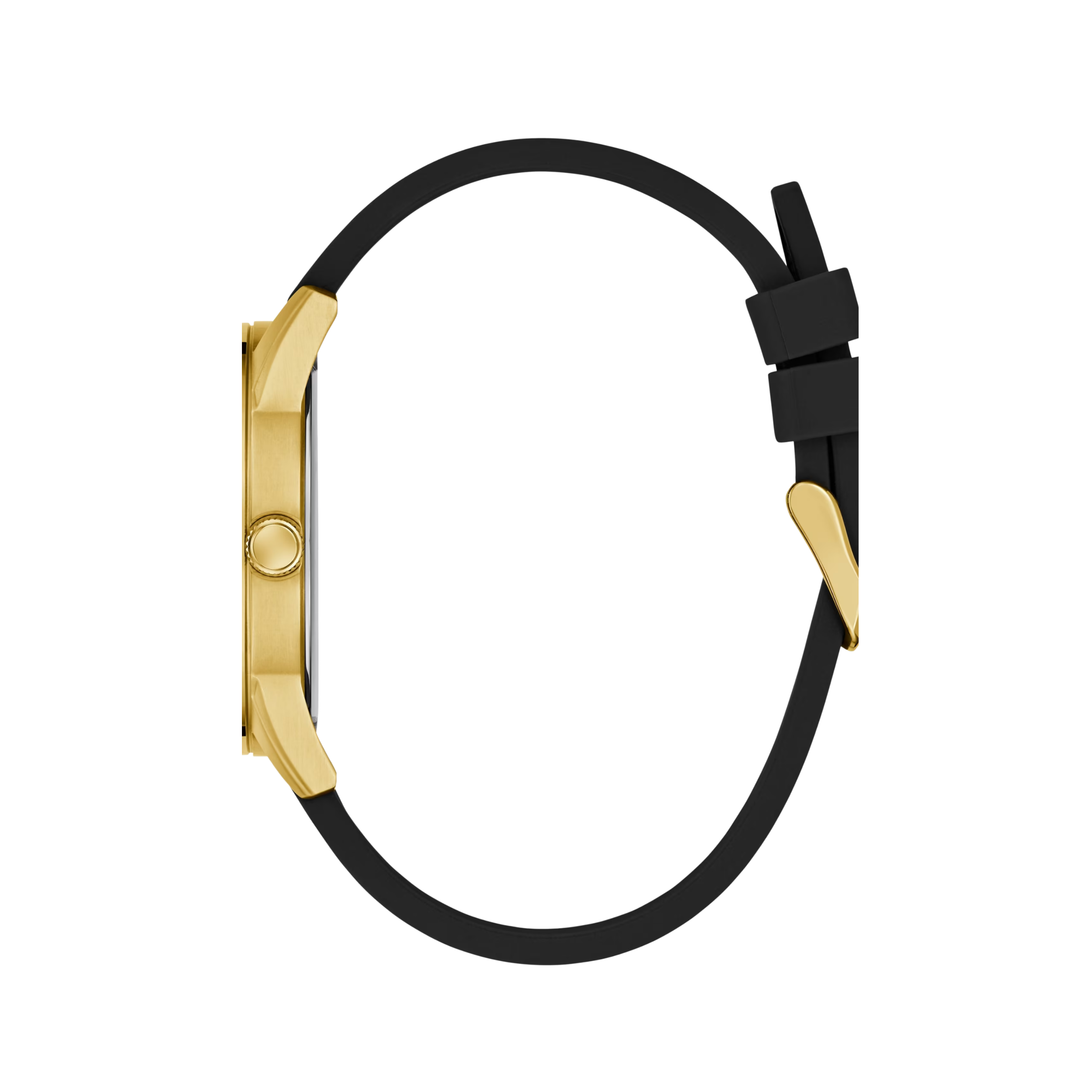 Guess Women Black and Gold-Tone Silicone Analog Watch - Gold
