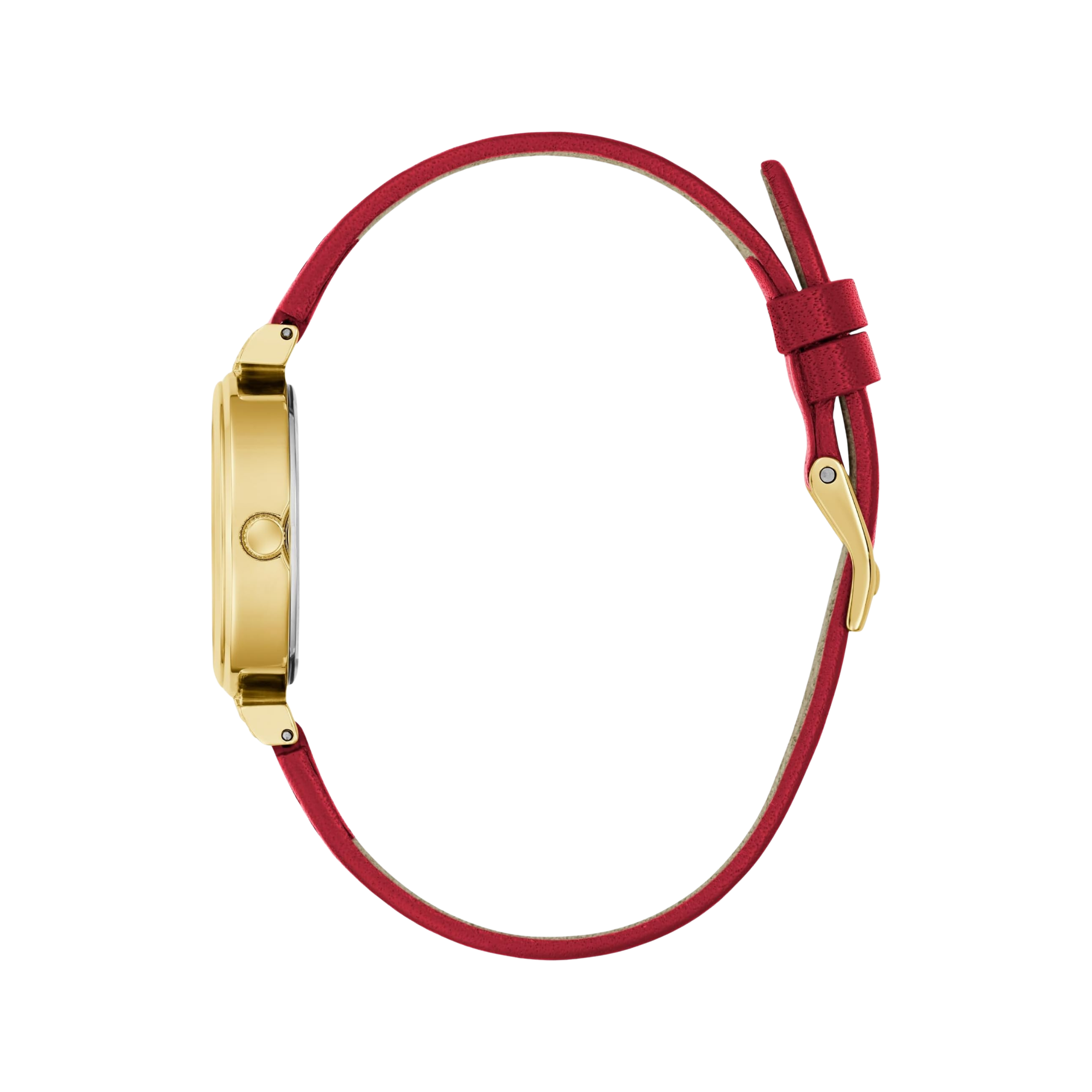 Guess Women  Gold Tone and Leather Analog Watch - Red