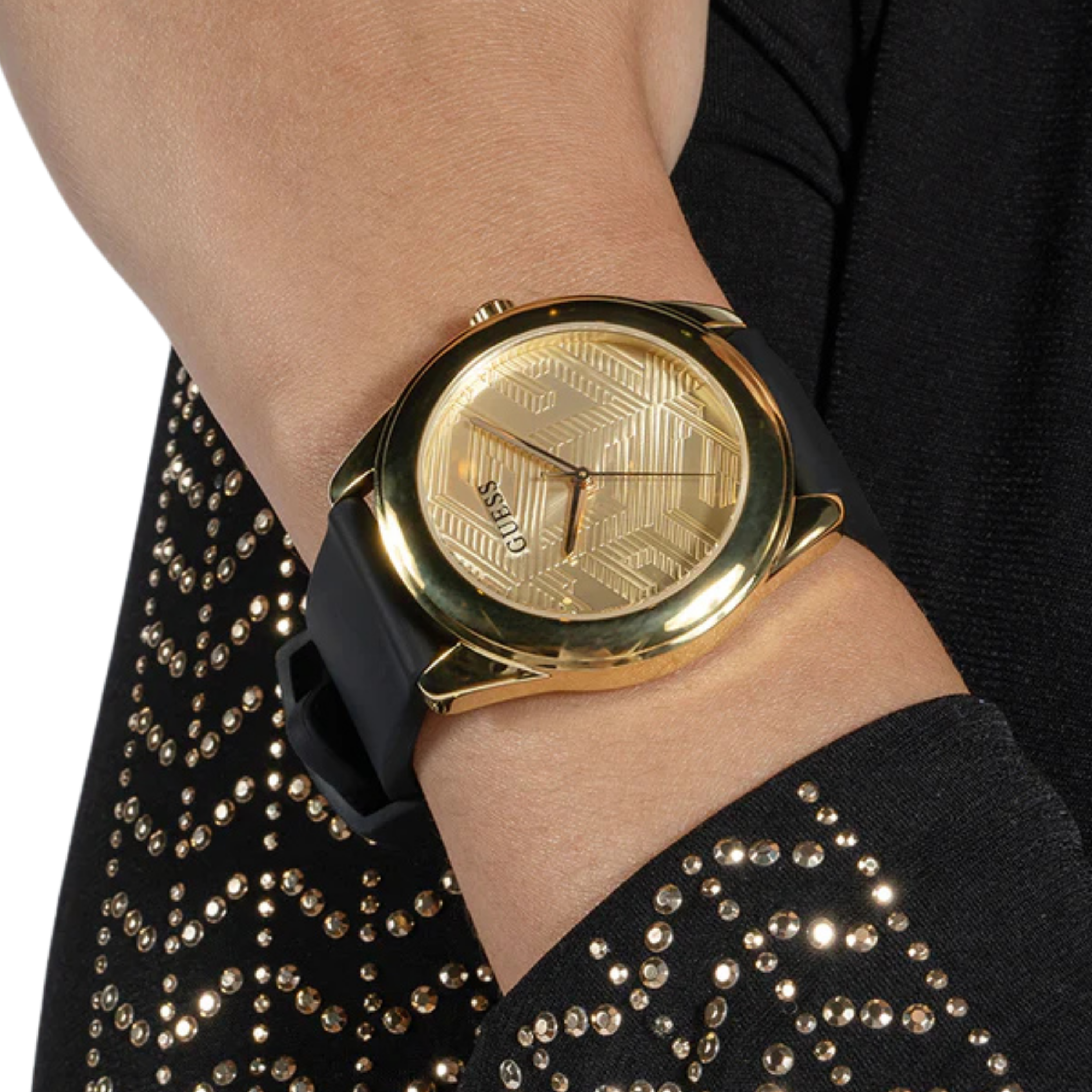 Guess Women Black Gold Tone Analog Watch - Black Gold