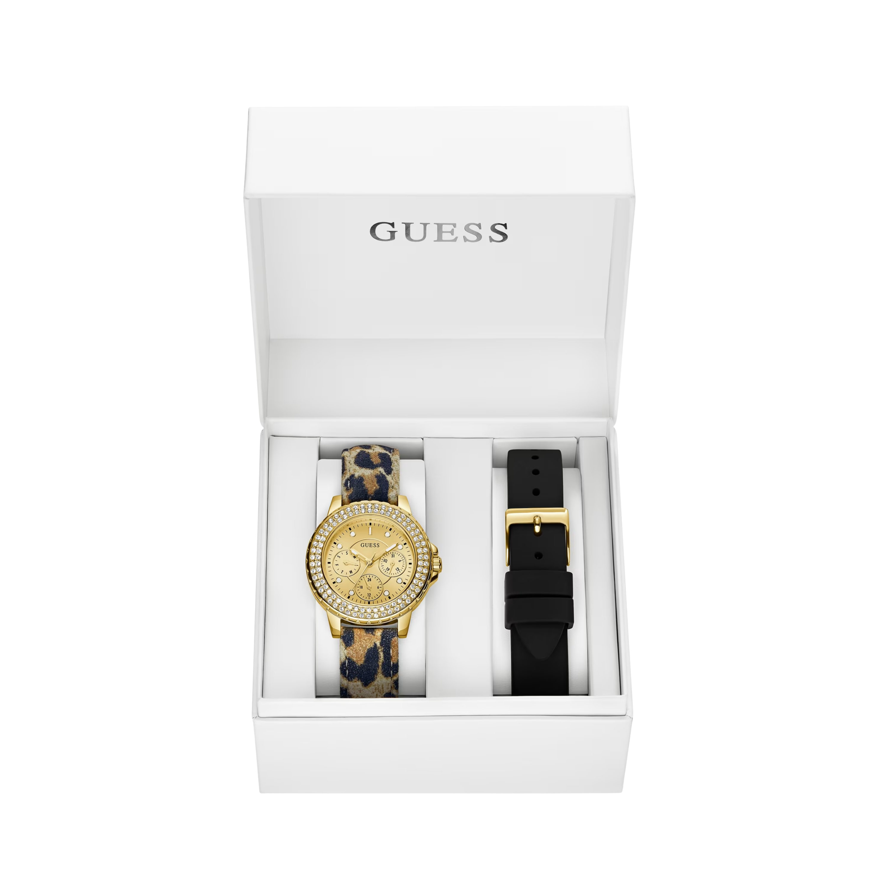 Guess Women Gold Tone Leather Multifunction Watch - Gold