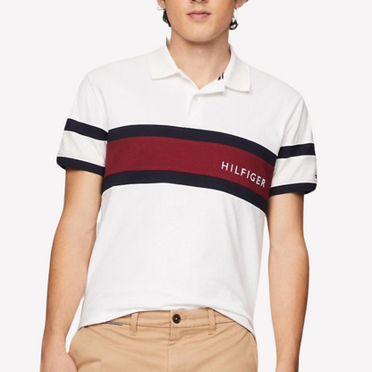 Tommy Hilfiger Men Colorblock Logo Polo - Fresh White