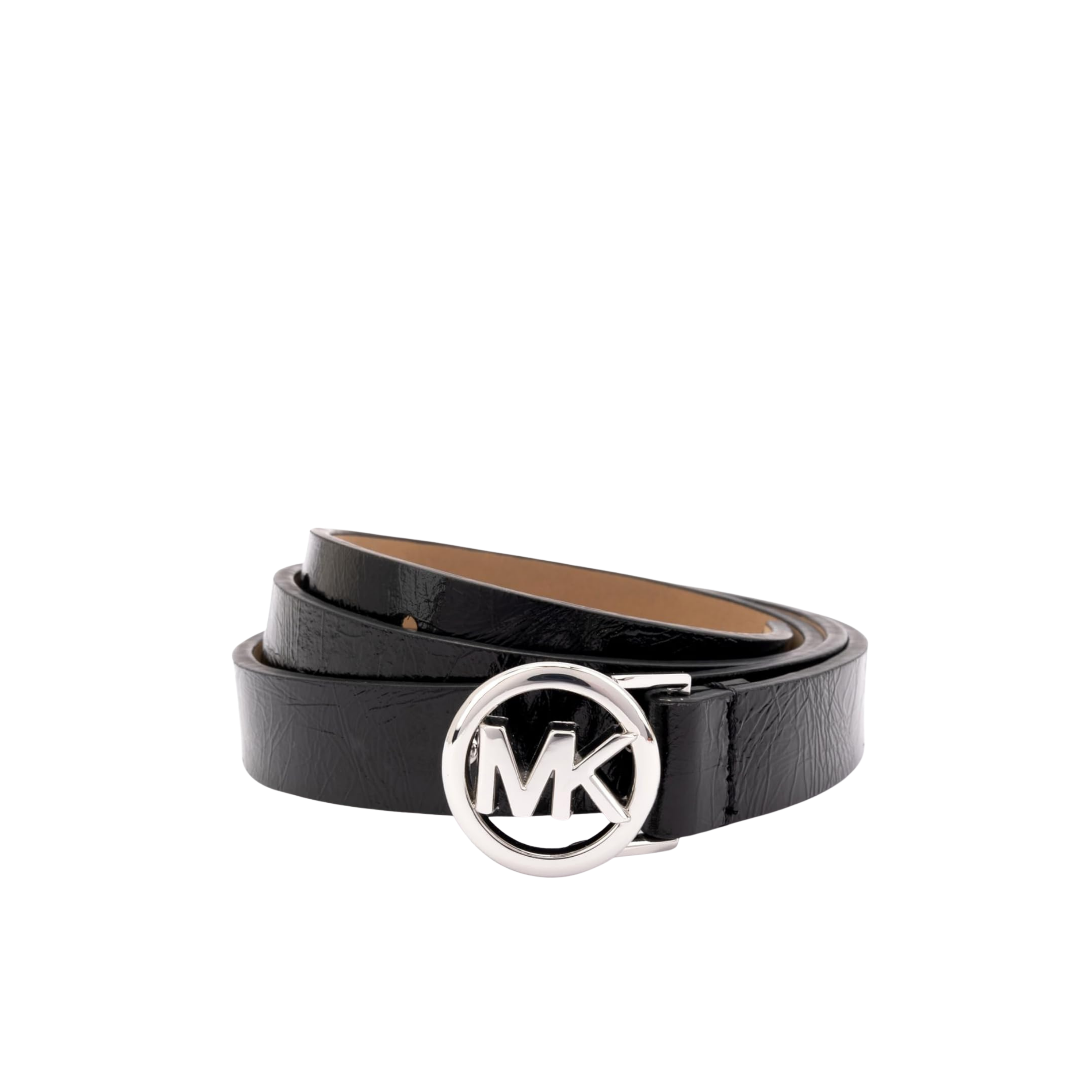 Michael Kors Women .75 Inch Logo Skinny Belt - Black Silver
