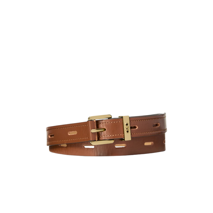 Michael Kors Women Cutout Leather Blend Belt - Luggage