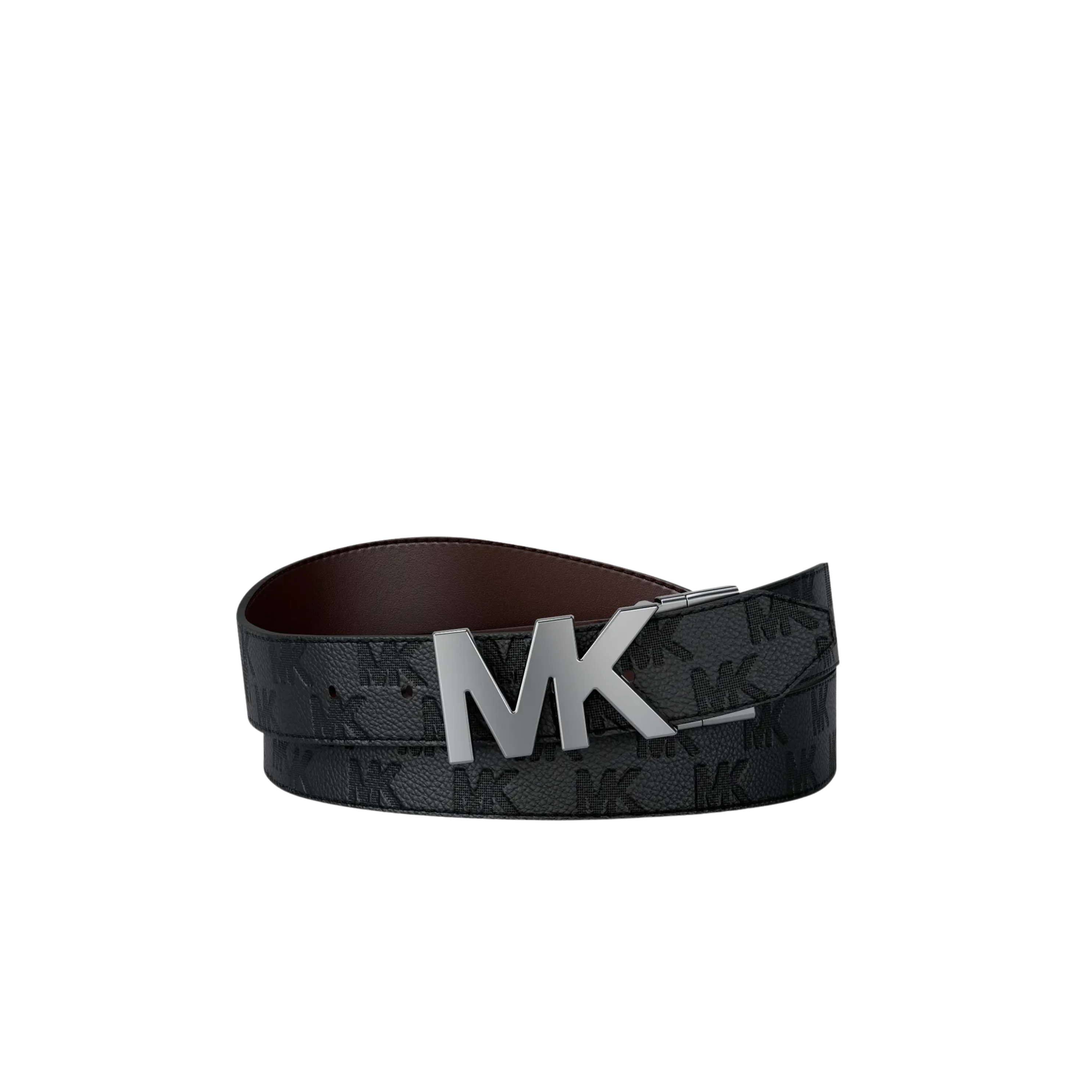 Michael Kors Men Reversible Logo Embossed Leather Buckle Belt - Black Brown