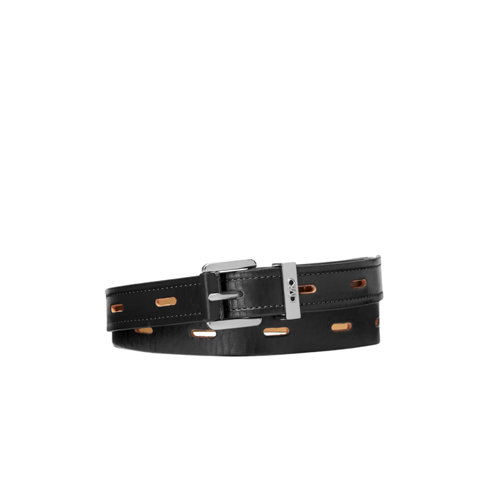 Michael Kors Women Cutout Leather Blend Belt - Black Silver