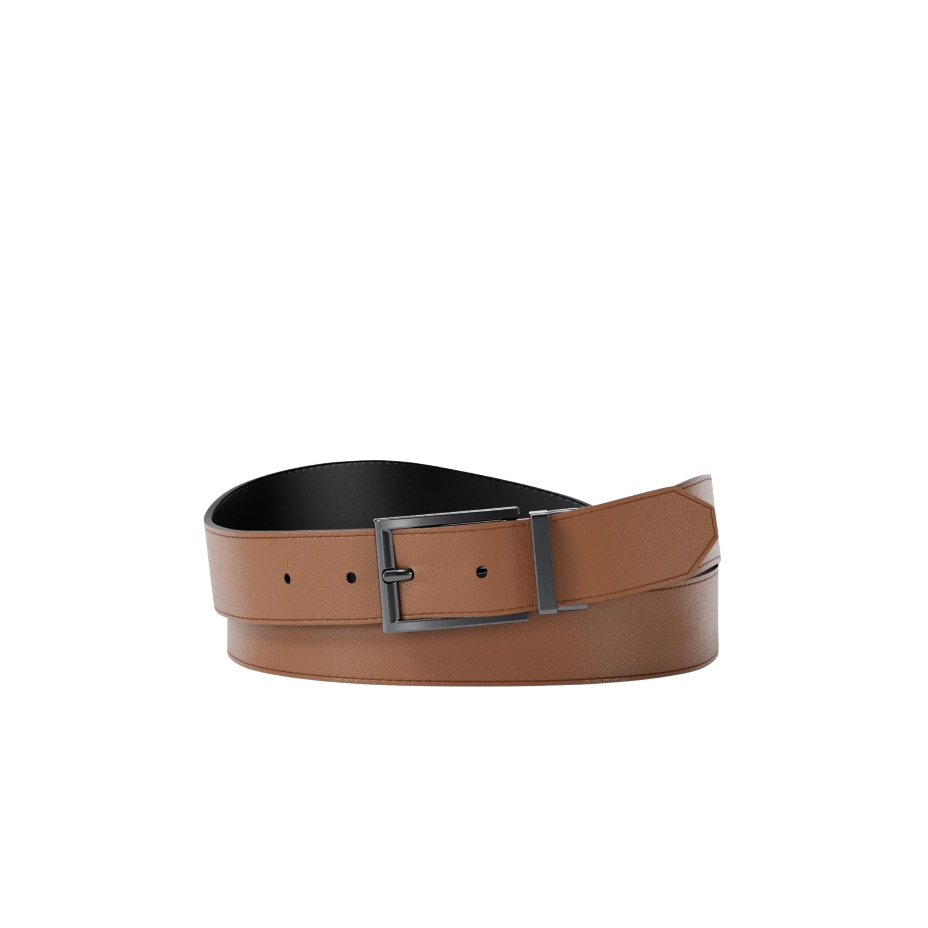 Michael Kors Men Reversible Leather Dress Belt - Luggage Black