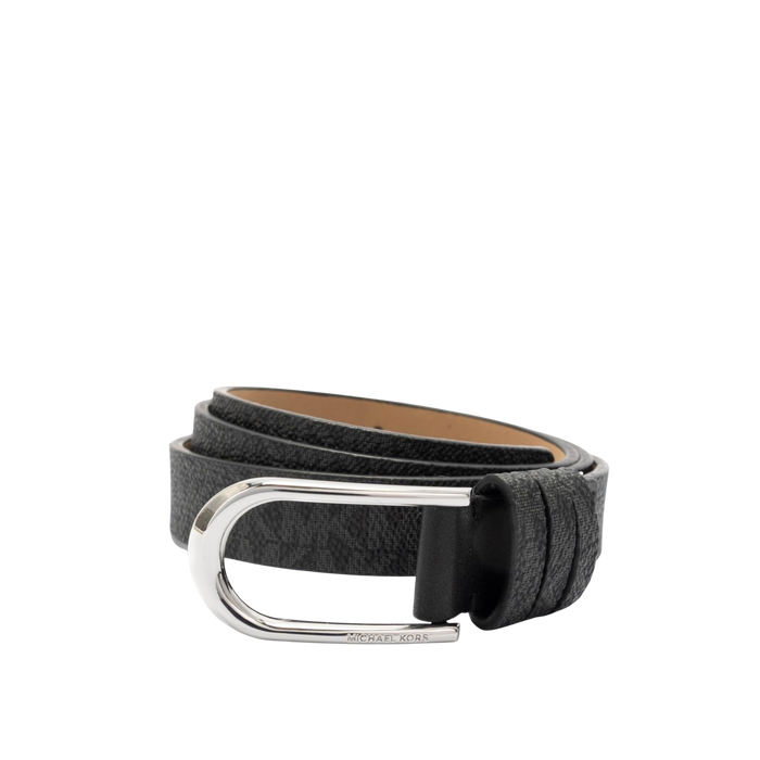 Michael Kors Women 20mm Non Reversible Leather Belt - Black Silver