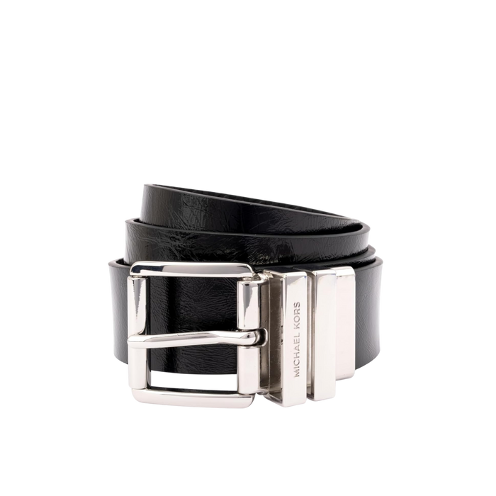 Michael Kors Women 1.5 Inch Leather Reversible Belt - Black Silver