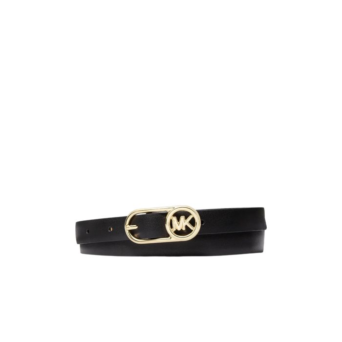 Michael Kors Women Logo Buckle Leather Belt - Black