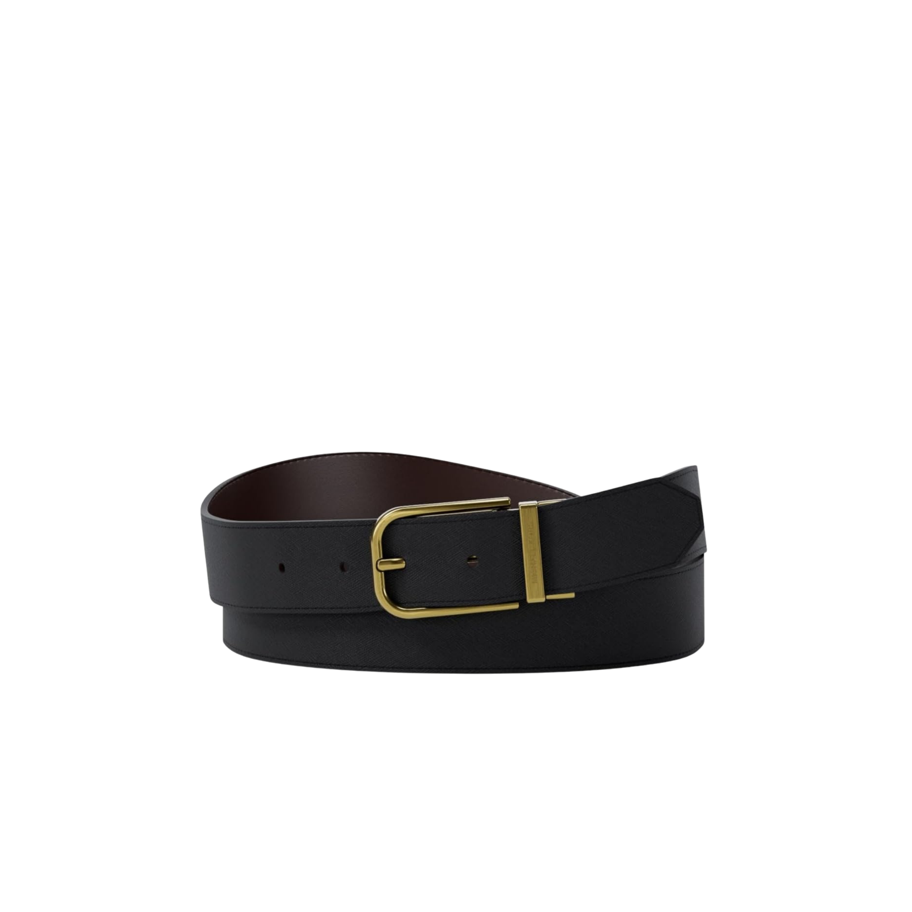 Michael Kors Men Reversible Saffiano Leather Dress Belt - Black Brown Gold
