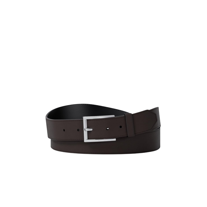 Michael Kors Men Reversible Leather Dress Belt - Silver Tone Hardware Chocolate
