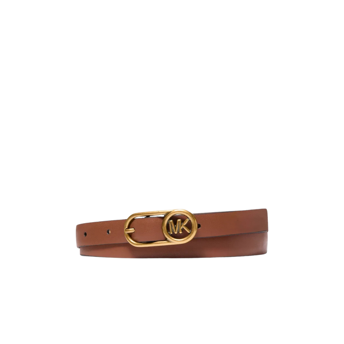 Michael Kors Women Logo Buckle Leather Belt - Luggage