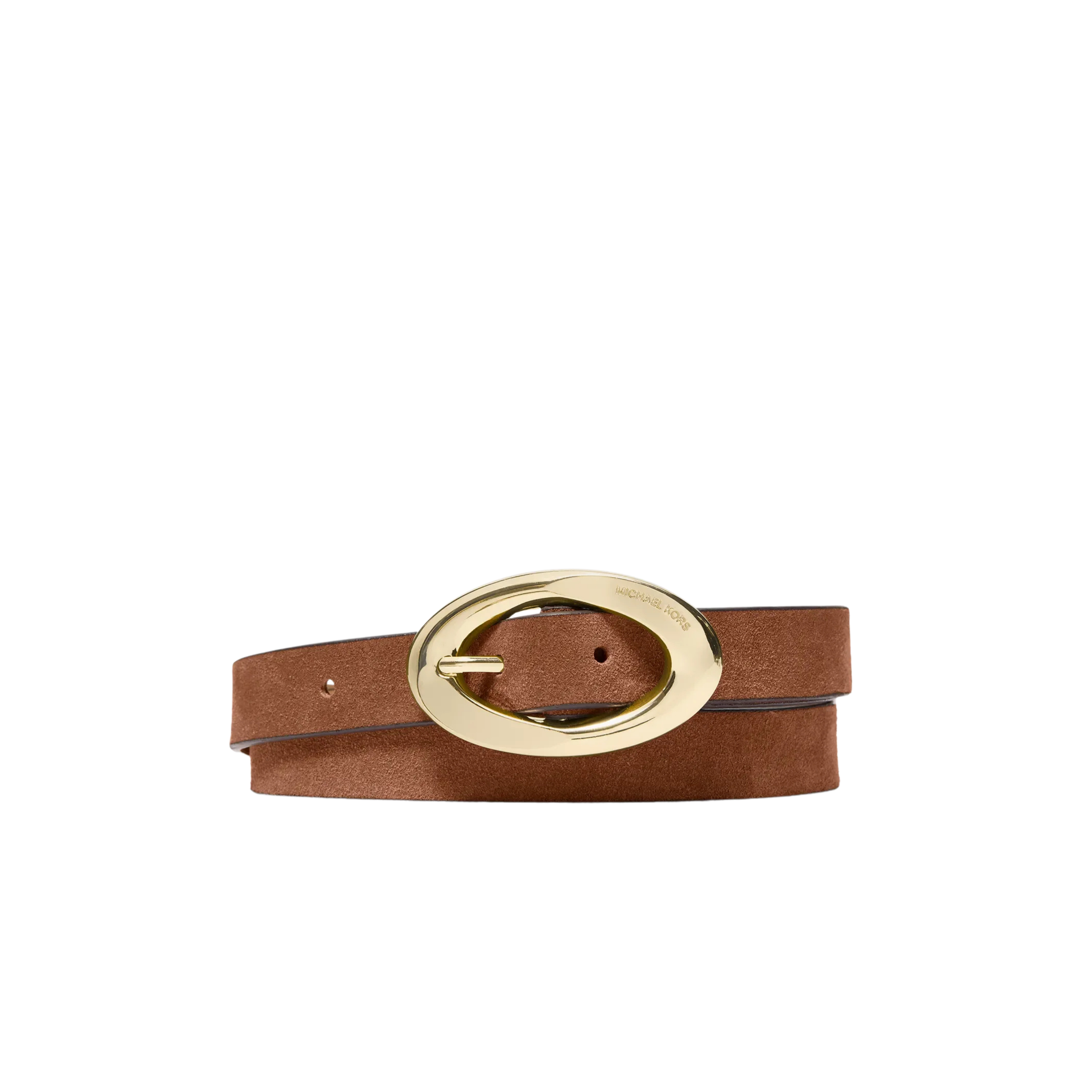 Michael Kors Women Oval Buckle Suede Belt - Luggage