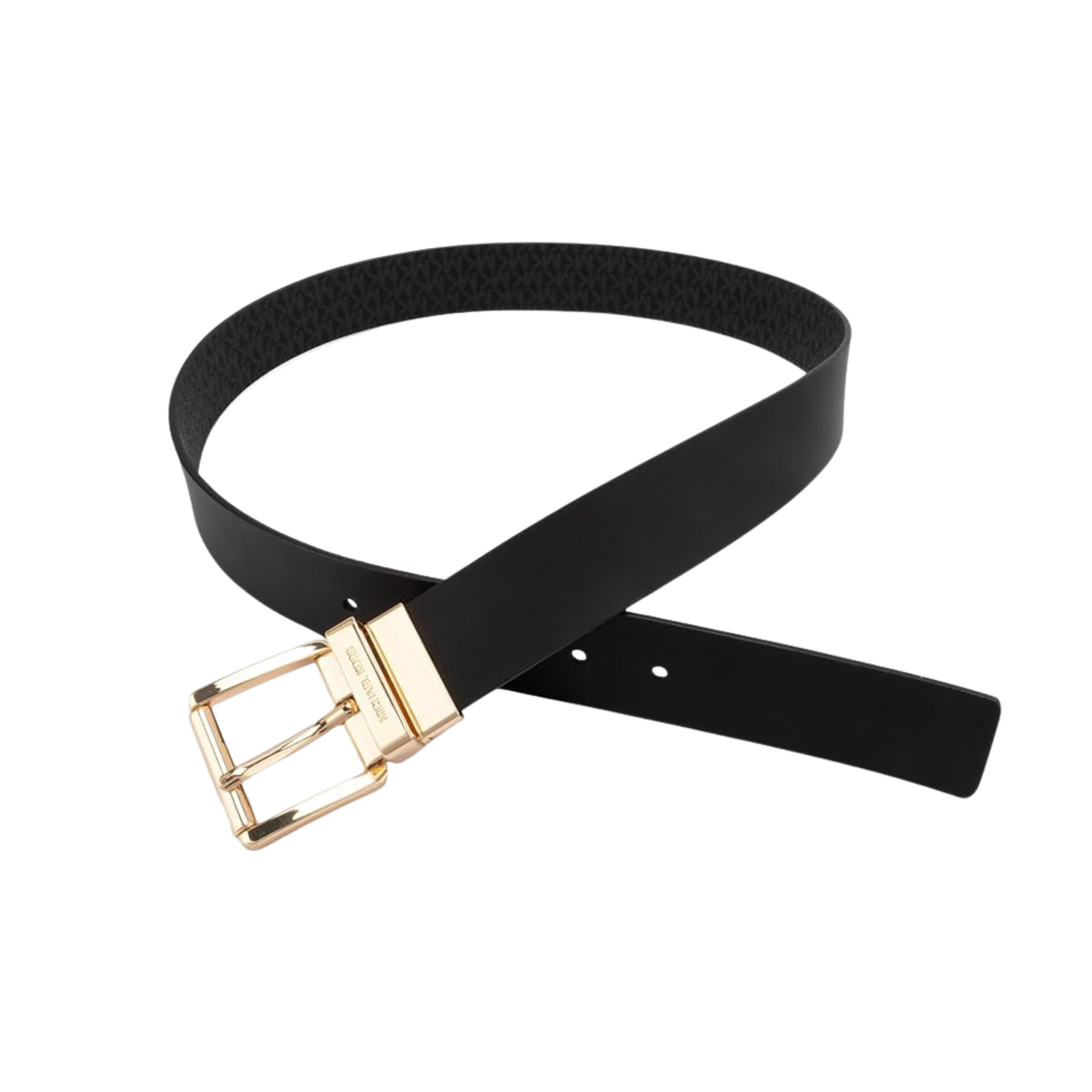 Michael Kors Women 1.5 Inch Leather Reversible Belt - Black Gold