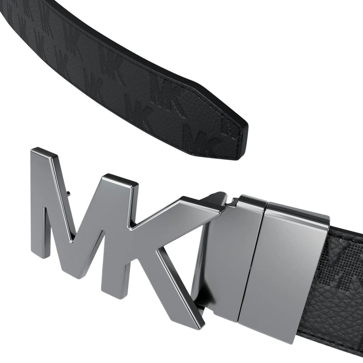 Michael Kors Men Reversible Logo Embossed Leather Buckle Belt - Black Brown