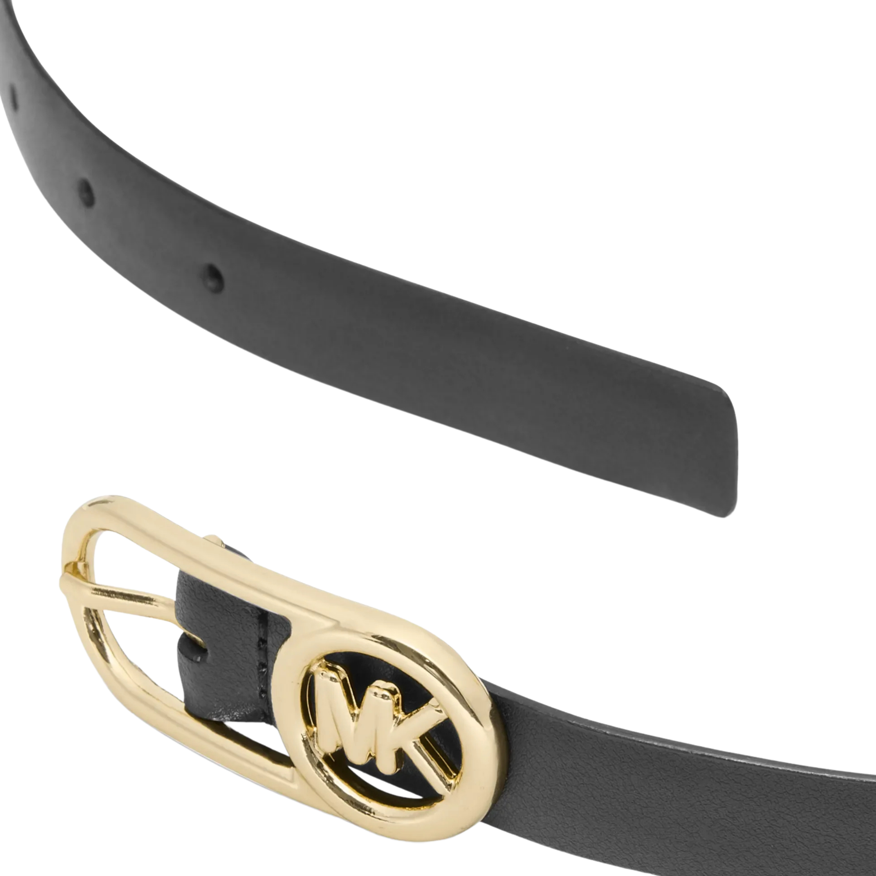 Michael Kors Women Logo Buckle Leather Belt - Black