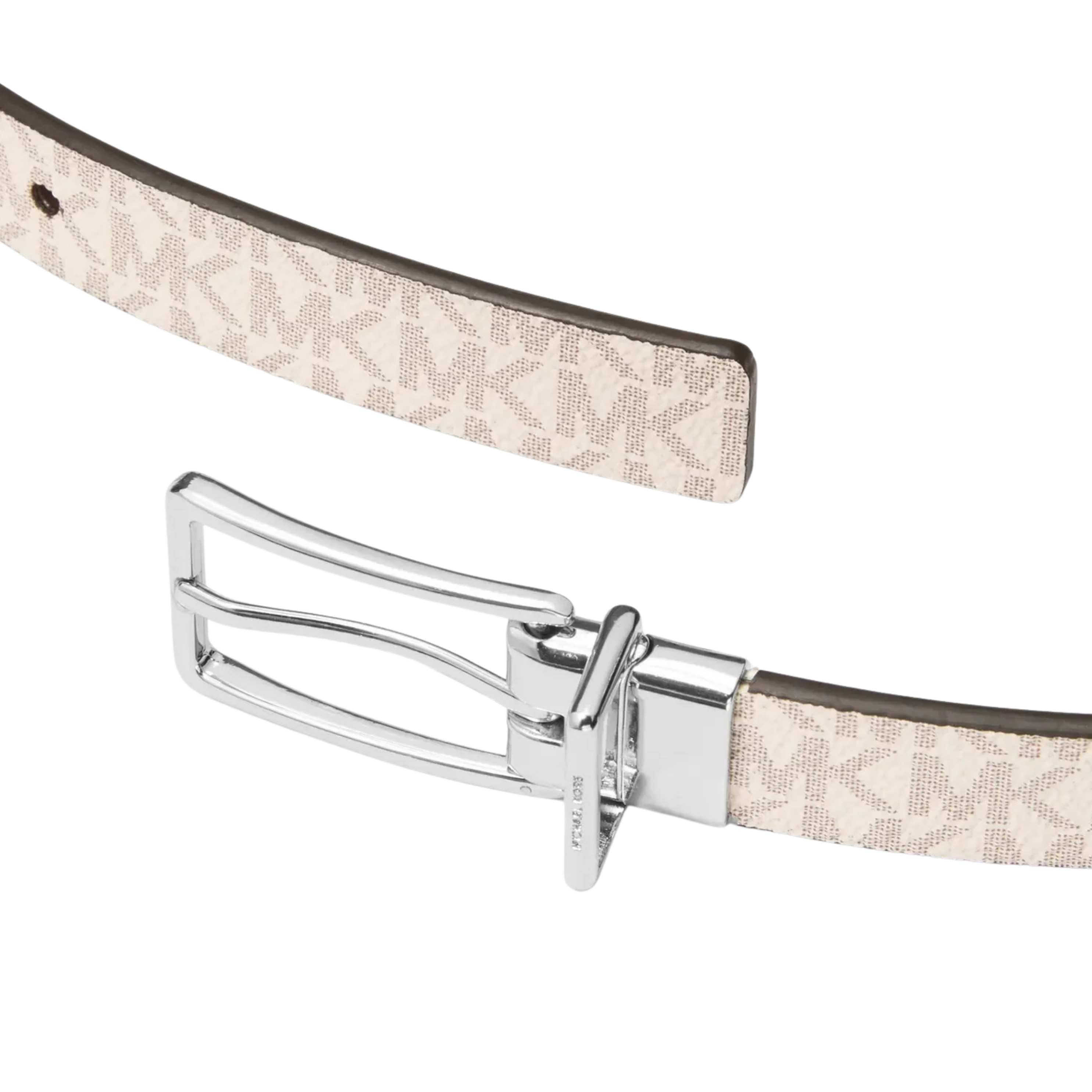 Michael Kors Women Reversible Signature Logo And Leather Belt - Vanilla