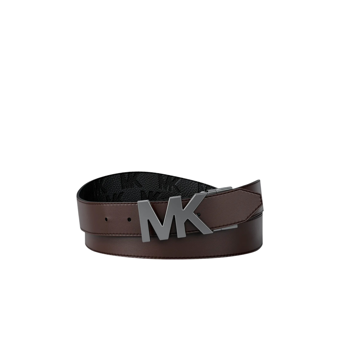 Michael Kors Men Reversible Logo Embossed Leather Buckle Belt - Black Brown