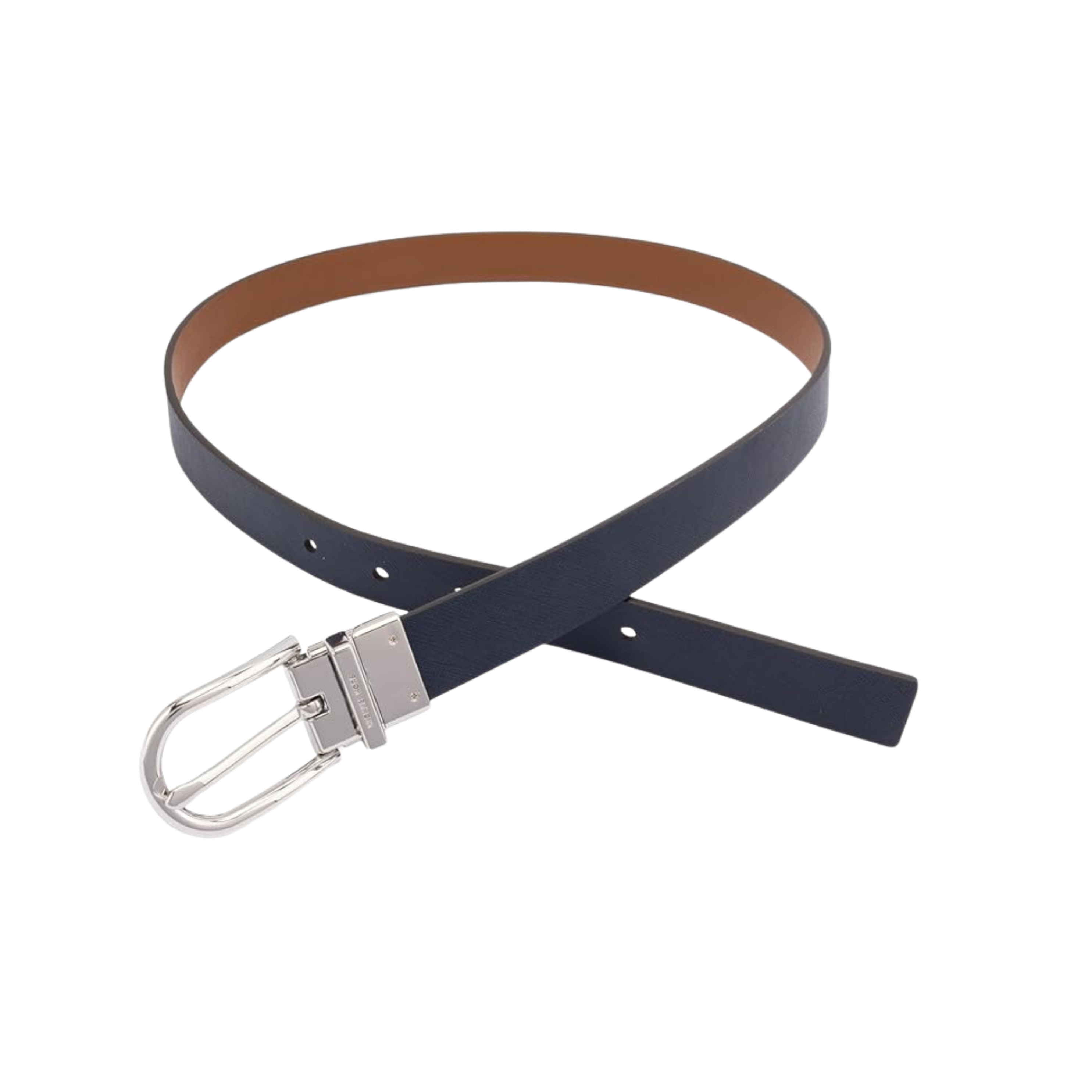 Michael Kors Women 1 Inch Reversible To Saffiano Leather Belt - Brown Navy