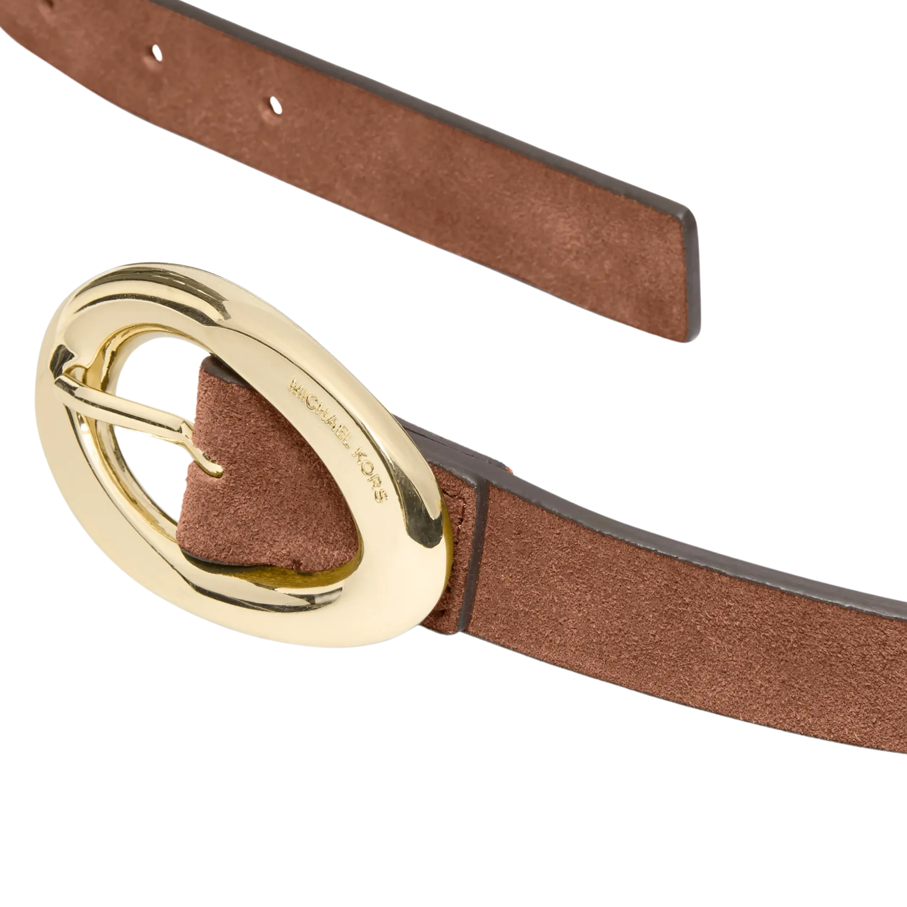 Michael Kors Women Oval Buckle Suede Belt - Luggage