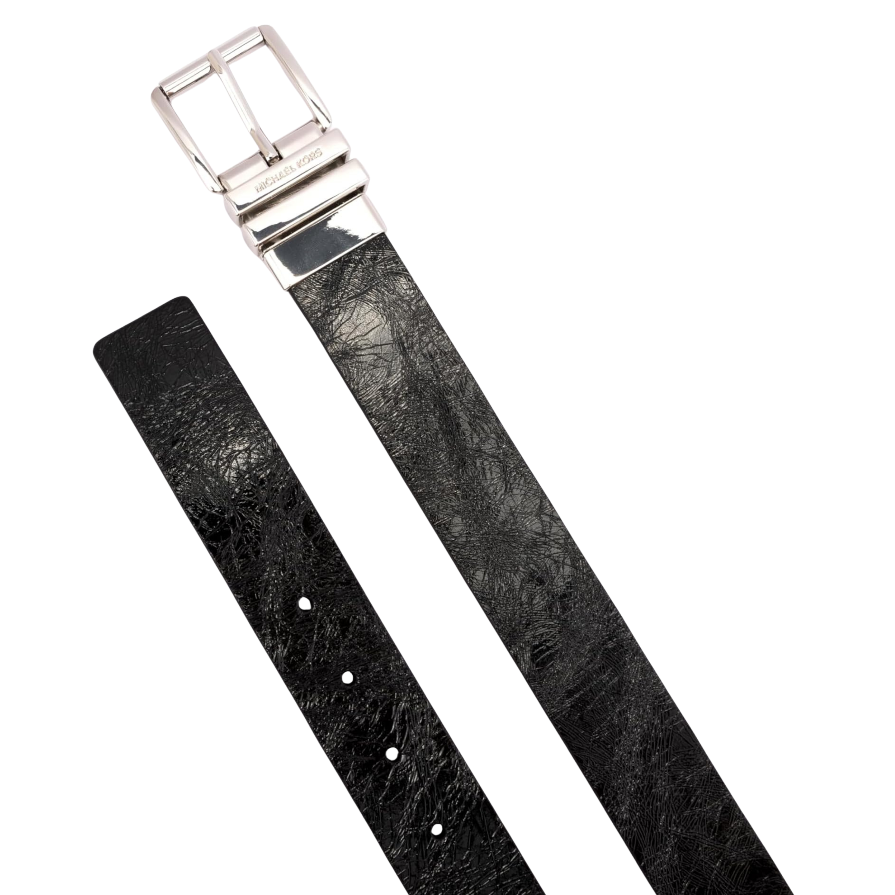 Michael Kors Women 1.5 Inch Leather Reversible Belt - Black Silver