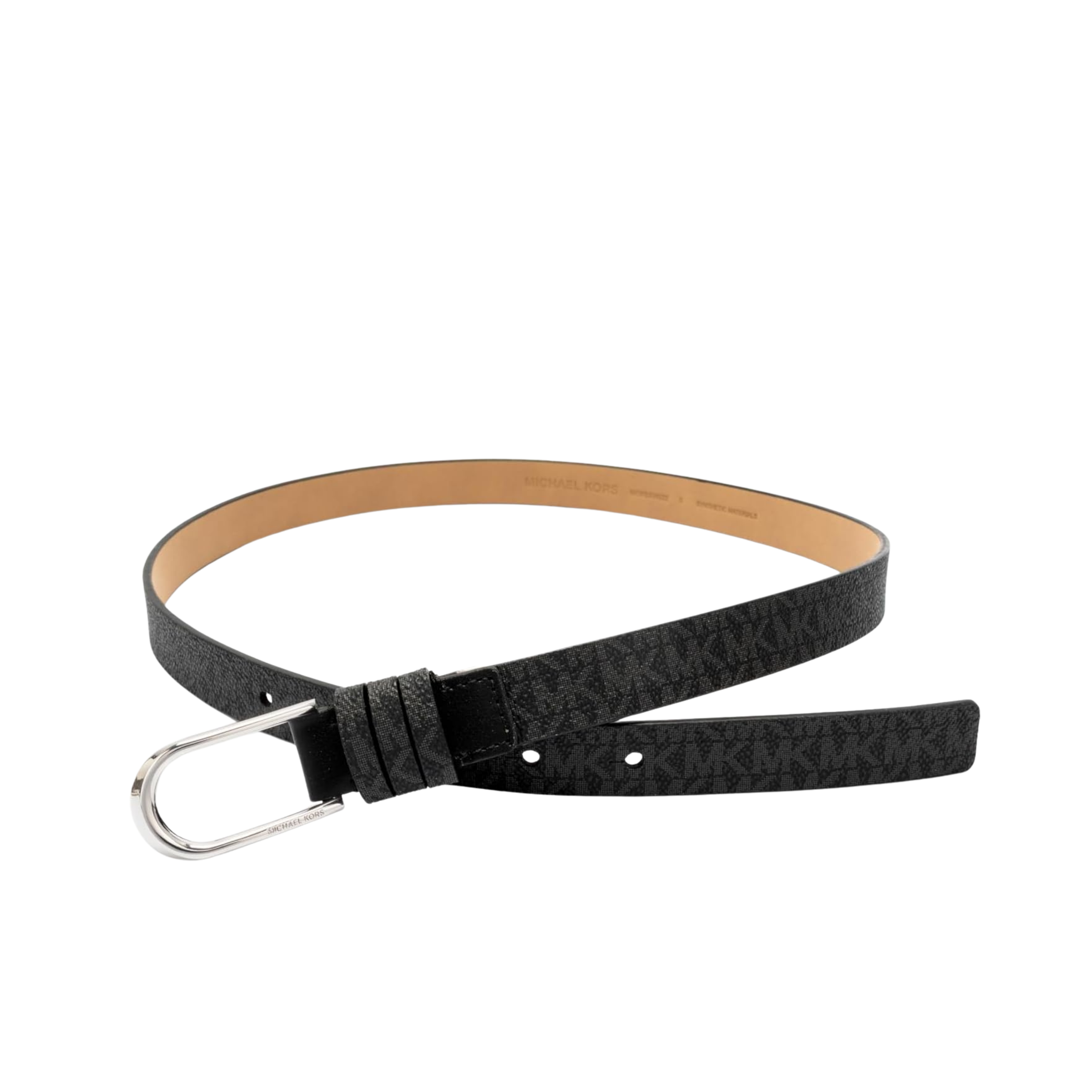 Michael Kors Women 20mm Non Reversible Leather Belt - Black Silver