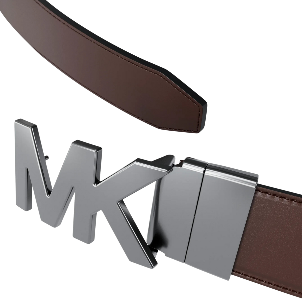 Michael Kors Men Reversible Logo Embossed Leather Buckle Belt - Black Brown