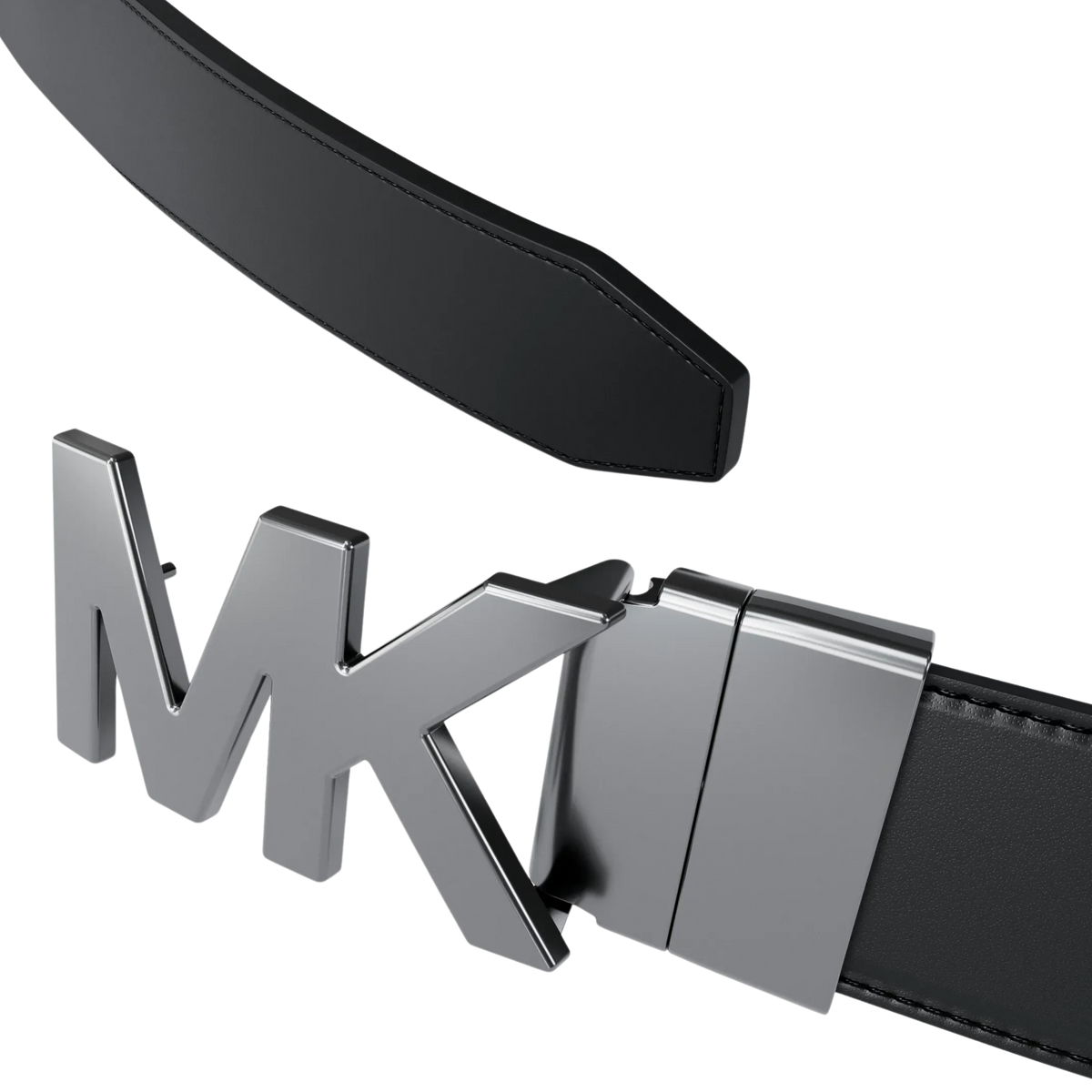 Michael Kors Men Reversible Logo Embossed Leather Buckle Belt - Luggage Black