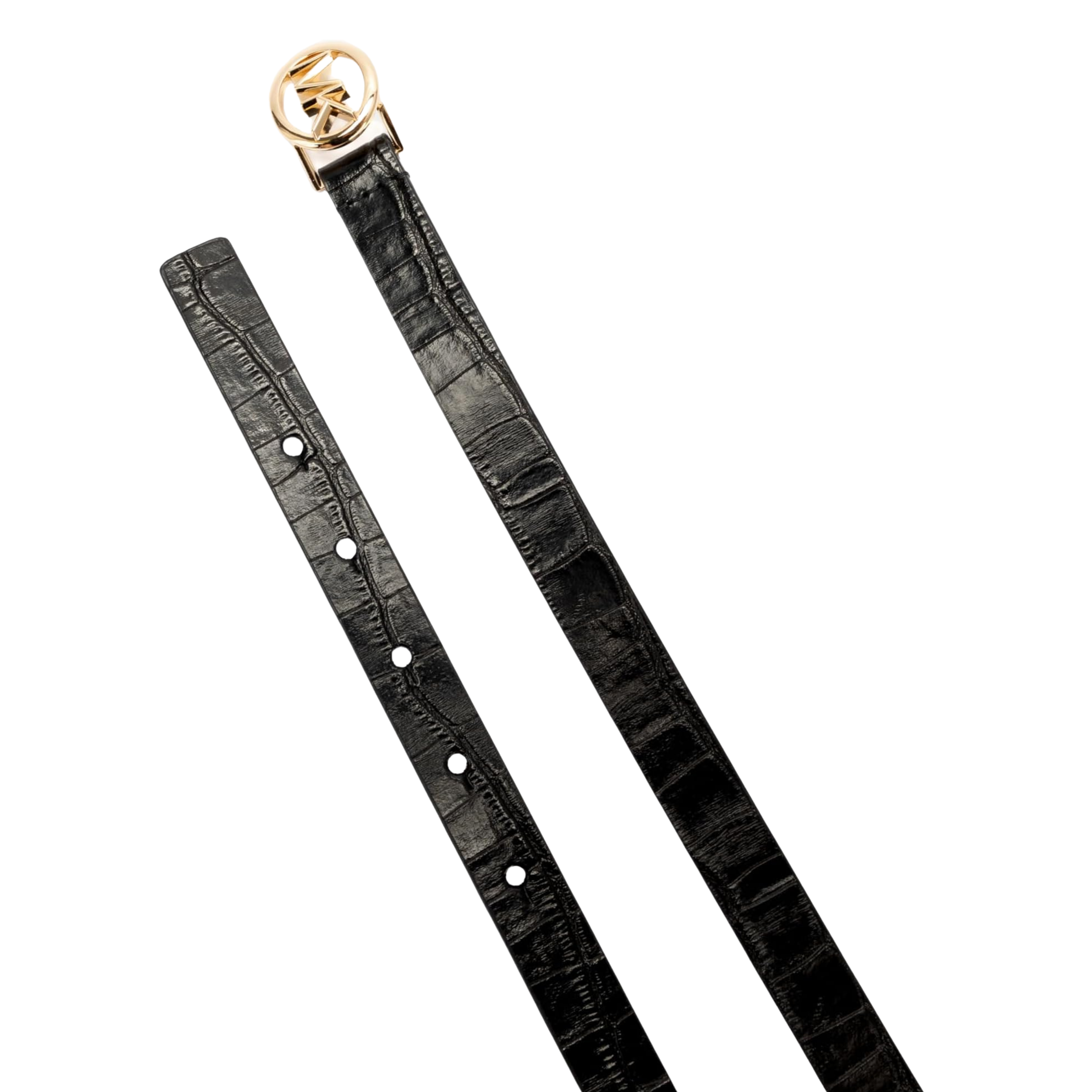 Michael Kors Women 18mm Logo Skinny Belt - Black Gold