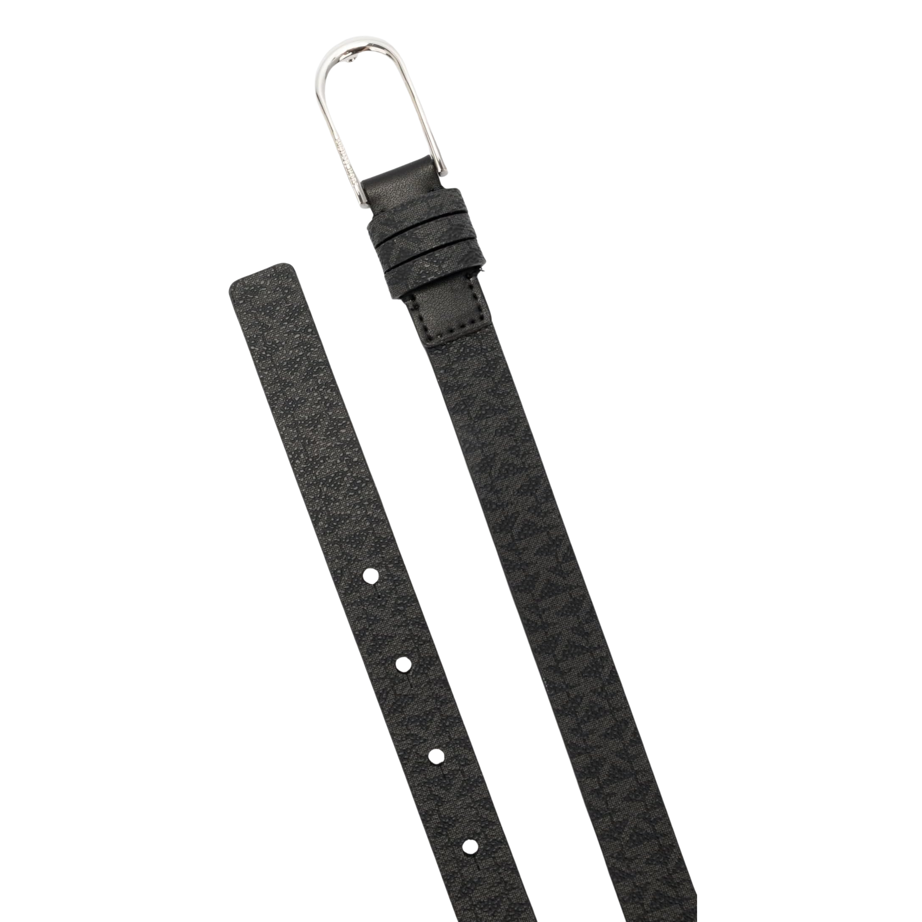 Michael Kors Women 20mm Non Reversible Leather Belt - Black Silver