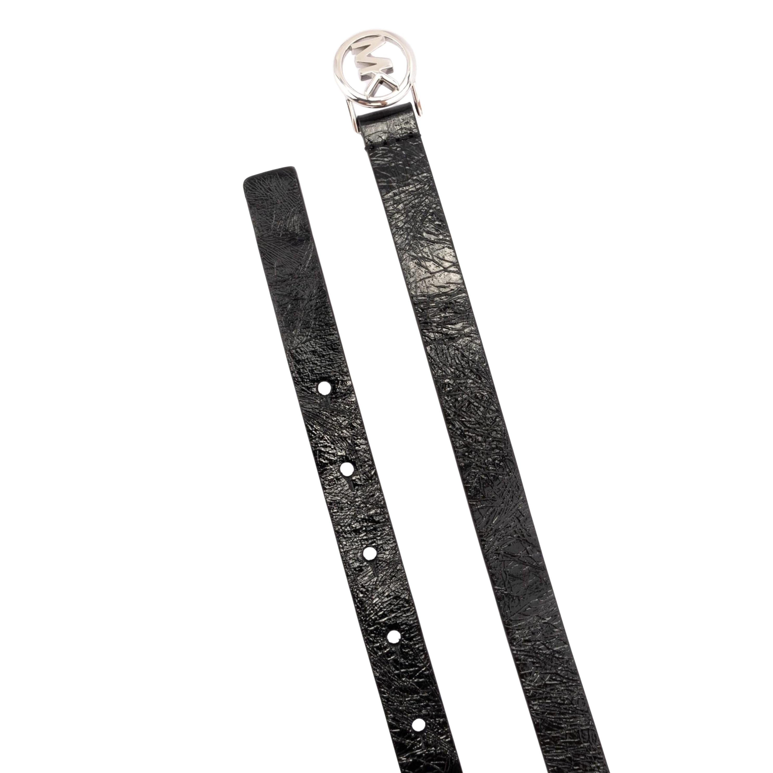 Michael Kors Women .75 Inch Logo Skinny Belt - Black Silver