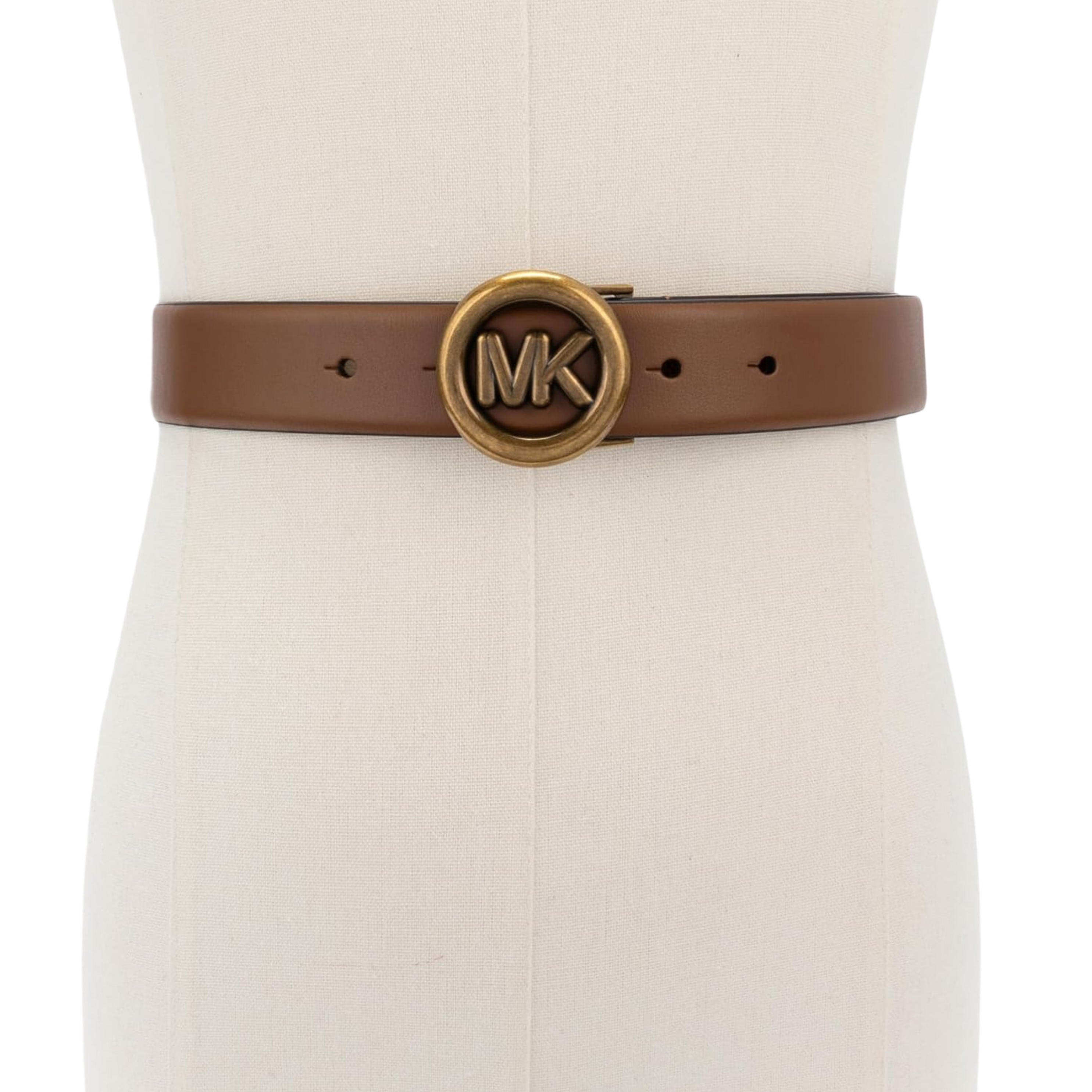 Michael Kors Women Non Reversible Leather Belt - Luggage Ant Gold