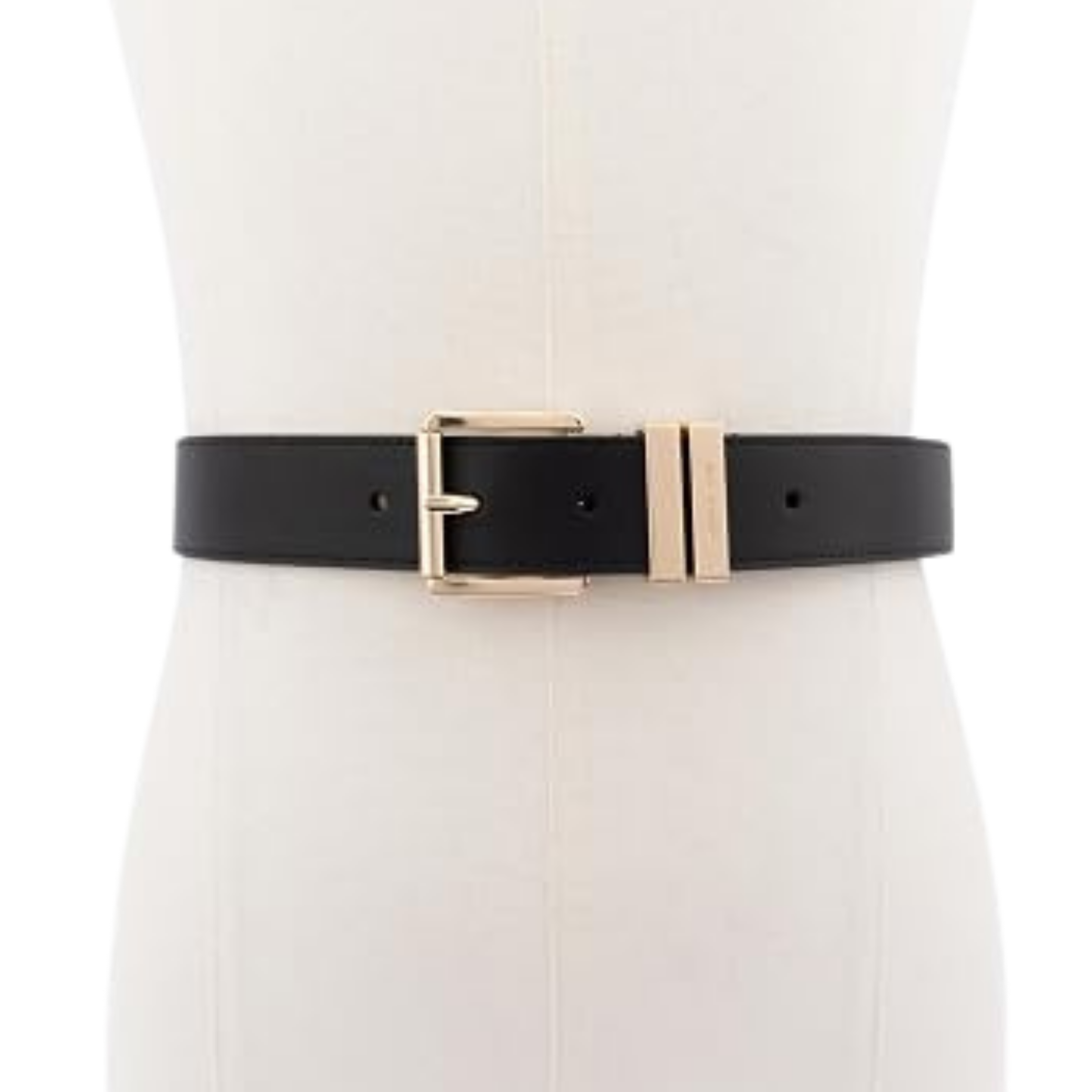 Michael Kors Women 1.25 Inch Leather Belt - Black Gold