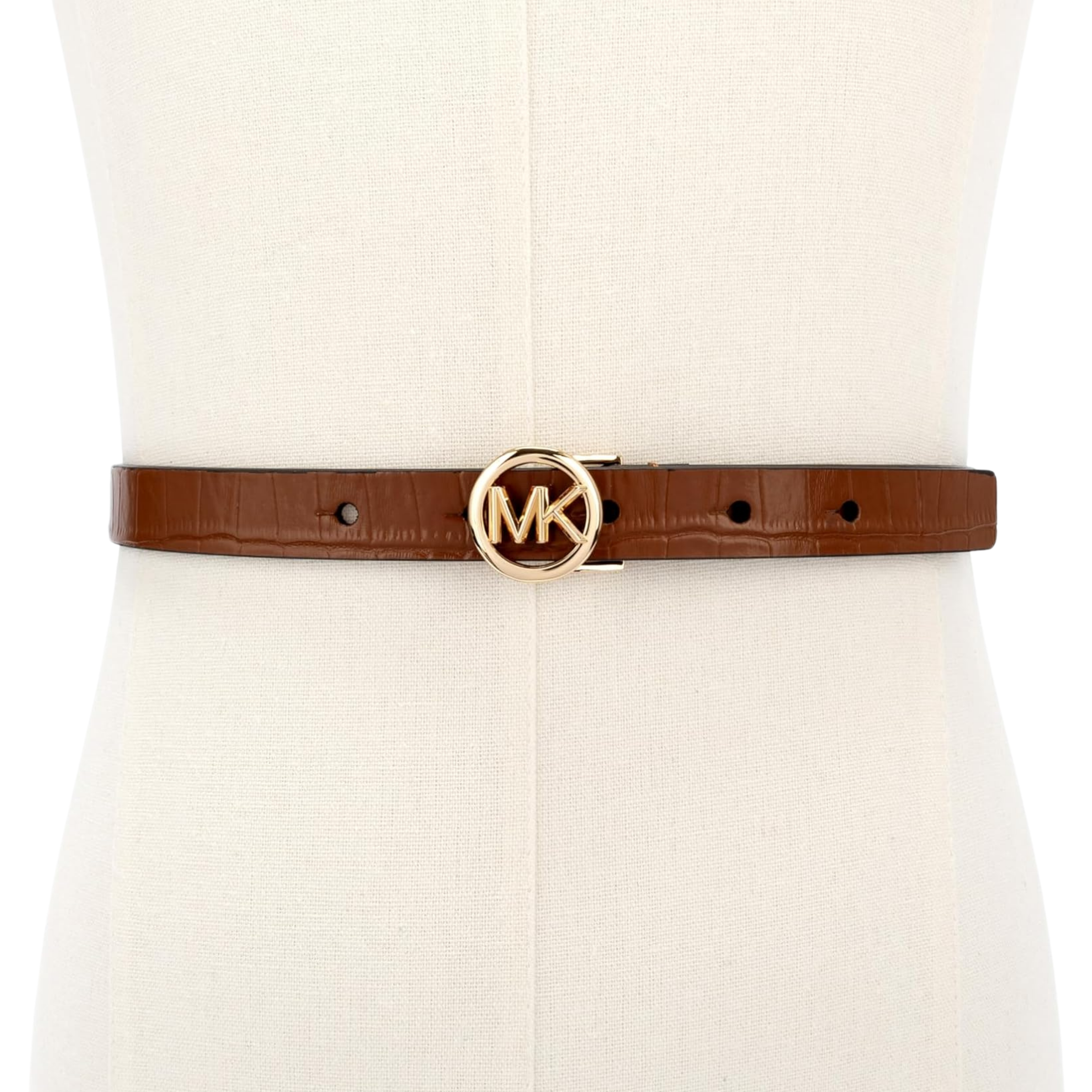 Michael Kors Women 18mm Logo Skinny Belt - Husk