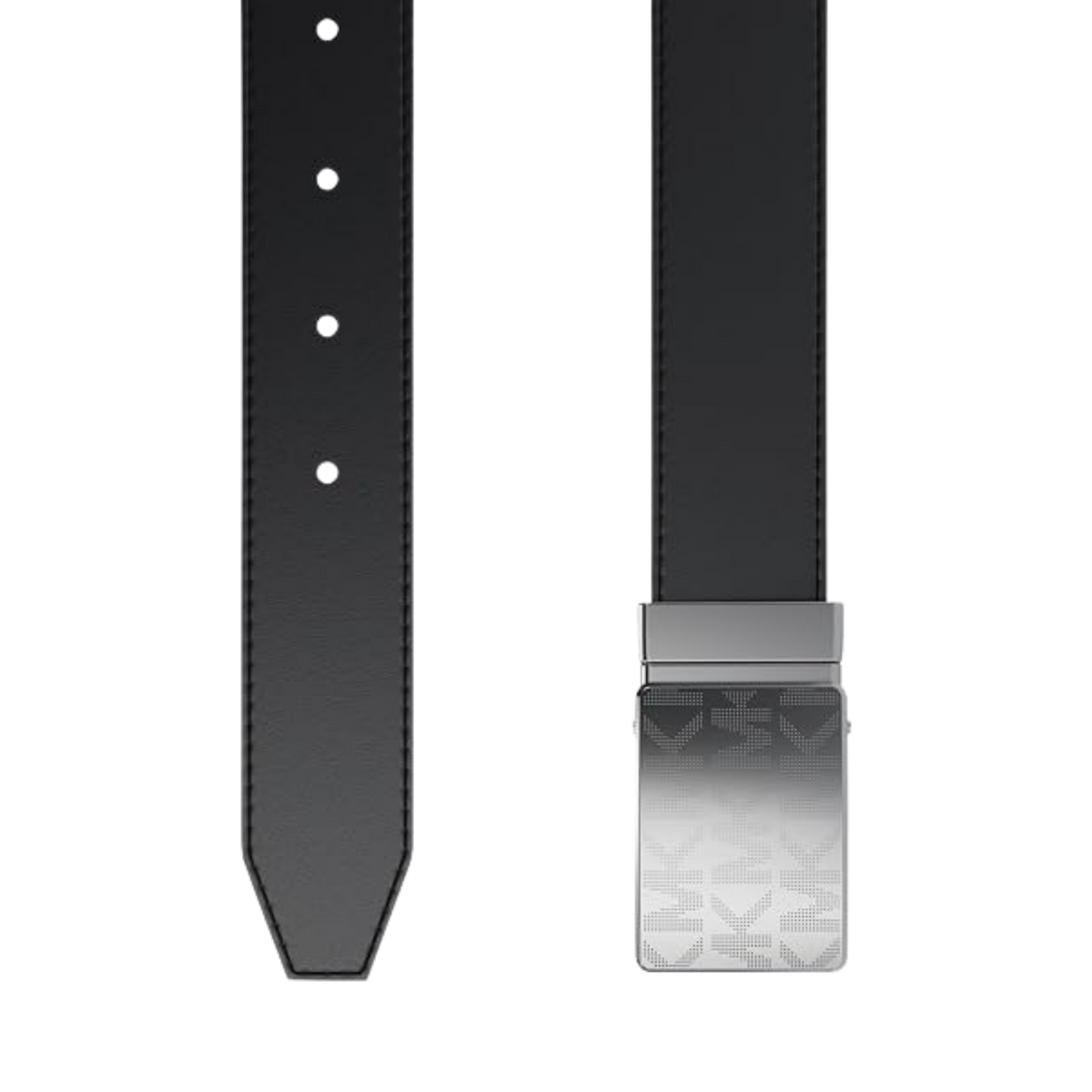 Michael Kors Men 31 MM Reversible Mk Plaque Belt - Light Gunmetal Hardware Black