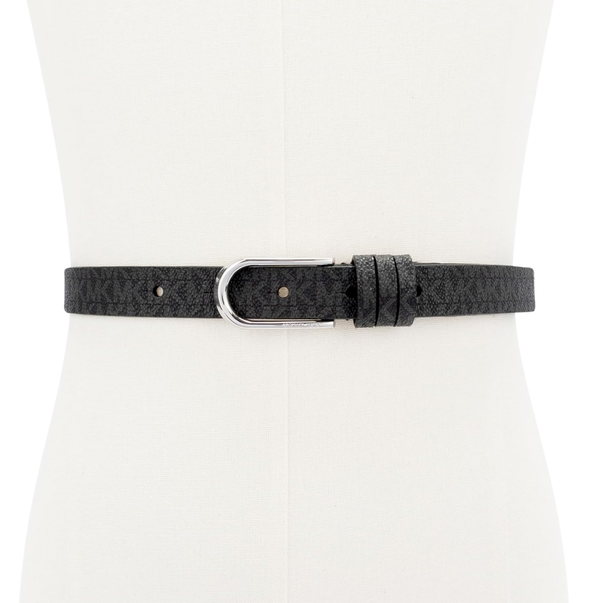 Michael Kors Women 20mm Non Reversible Leather Belt - Black Silver