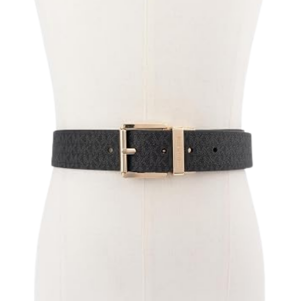 Michael Kors Women 1.5 Inch Leather Reversible Belt - Black Gold