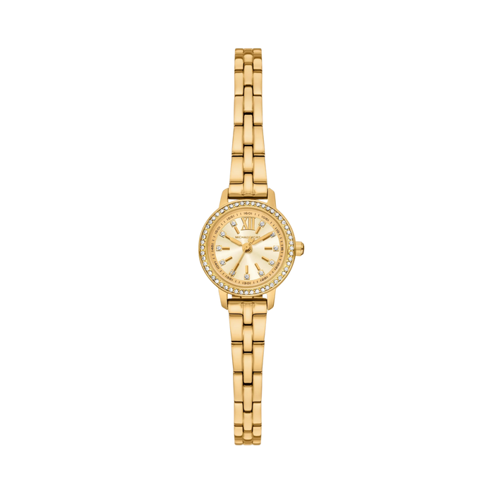 Michael Kors Women Micro Melissa Pave Gold Tone Watch - Gold