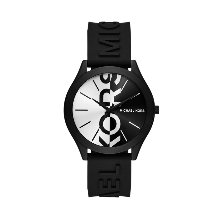 Michael Kors Women Oversized Aspyn Stainless Steel and Silicone Strap Watch - Black