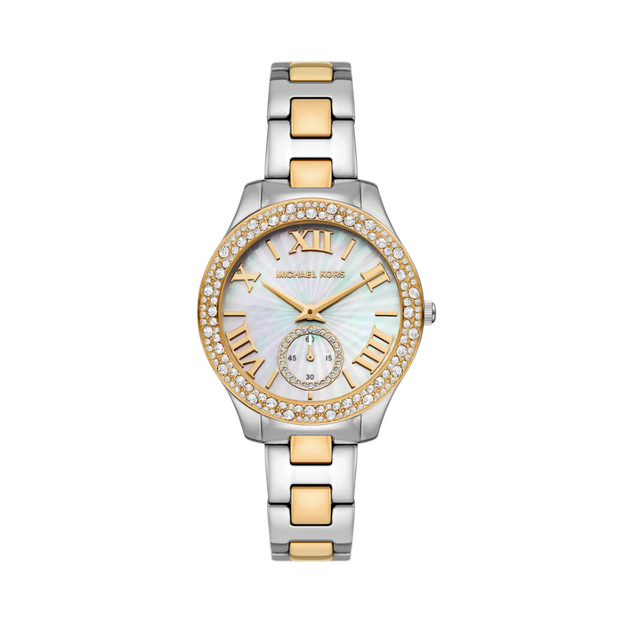 Michael Kors Women Liliane Pave Two Tone Watch - Silver Gold