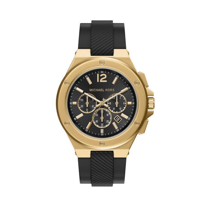 Michael Kors Men Oversized Lennox Gold Tone and Silicone Watch - Gold Black