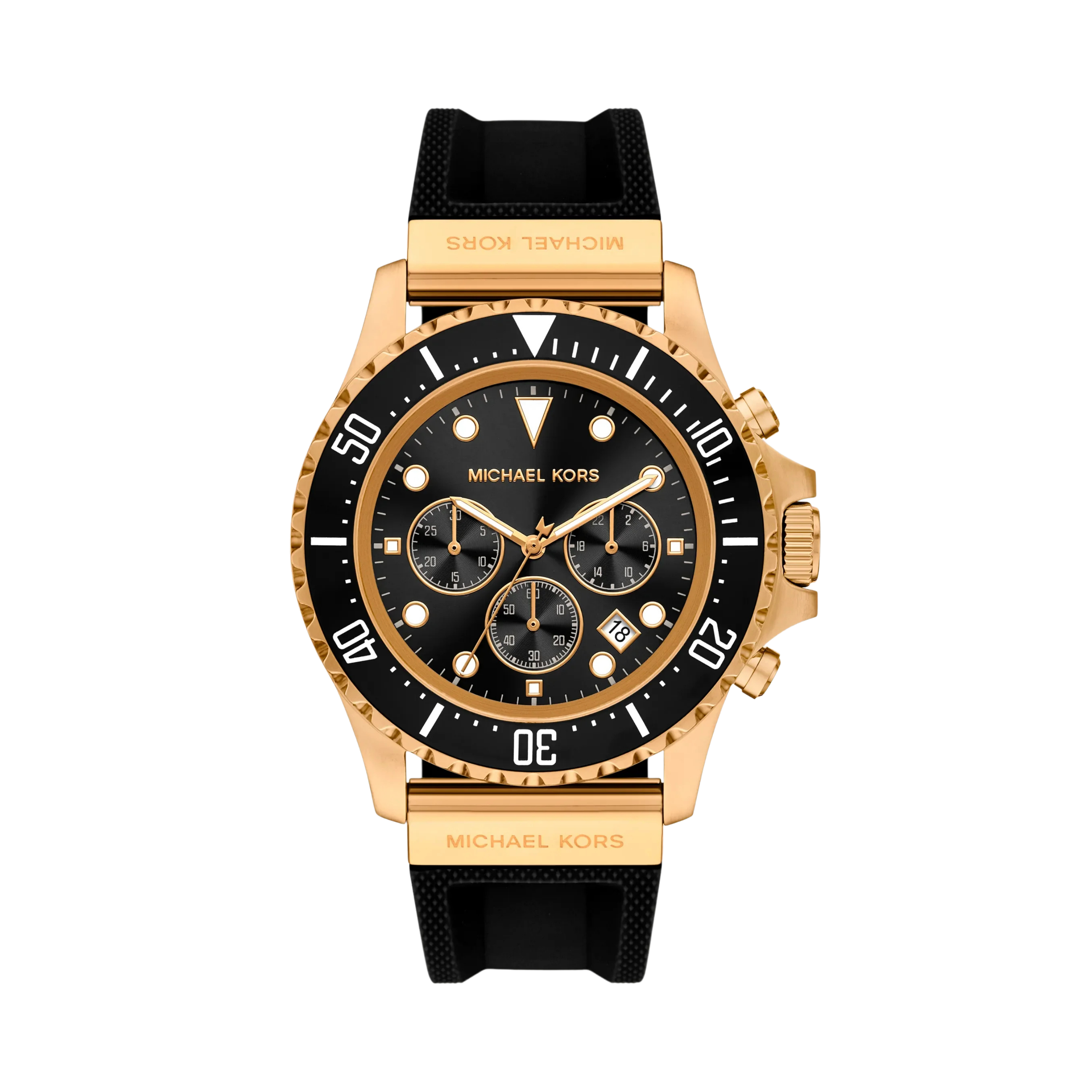 Michael Kors Men Oversized Everest Gold Tone and Silicone Watch - Black