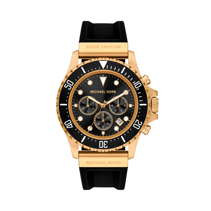 Michael Kors Men Oversized Everest Gold Tone and Silicone Watch - Black